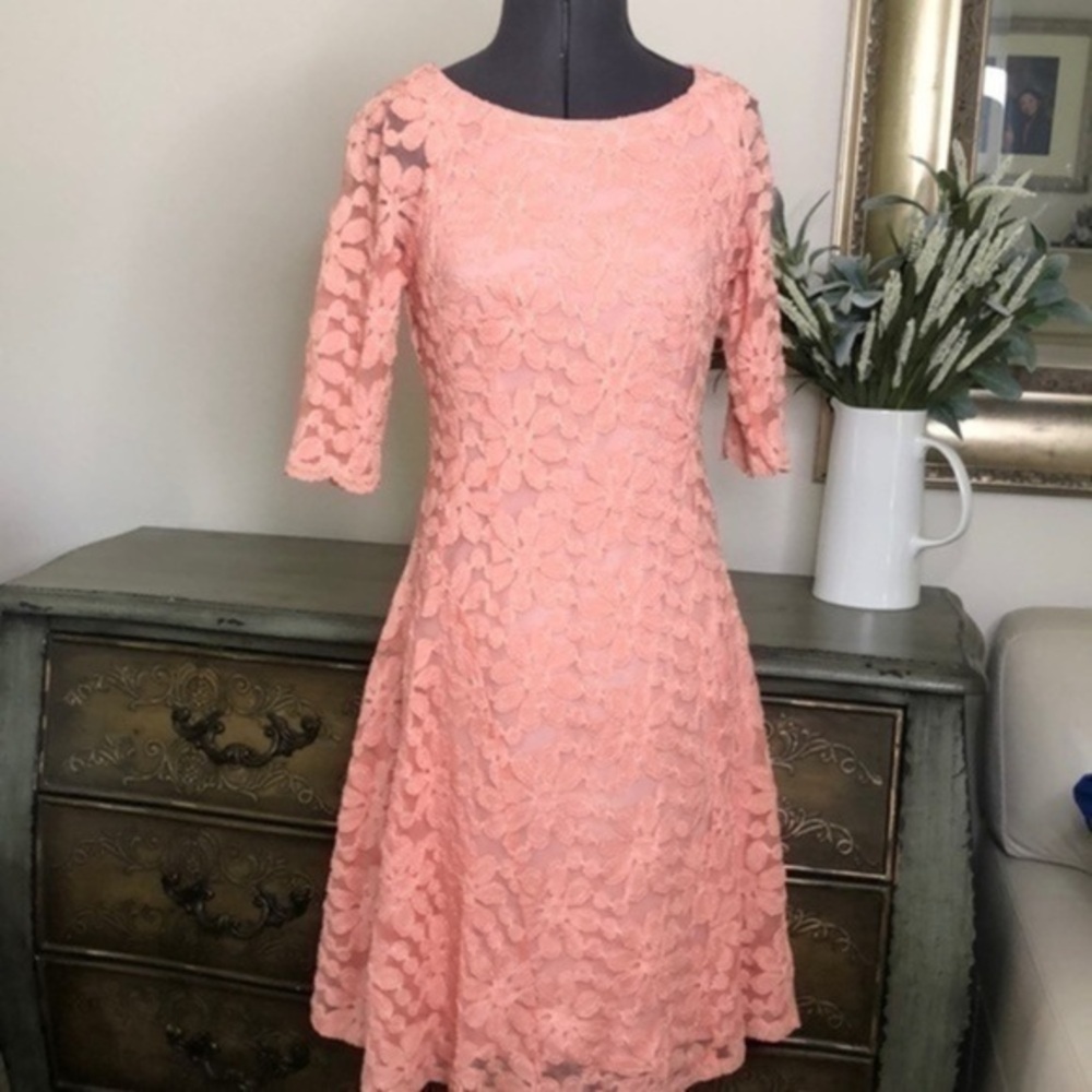 NEW Rabbit rabbit rabbit dress light coral embroidered lace dress size 6